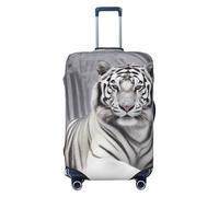 KCGSDEGV The Wild White Tiger Prints Elastic Luggage Cover with Invisible Zippers - Universal Suitcase Protector for Travel, Business Trips, L(25-28inch Suitcase)