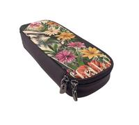 KCGSDEGV Thug Life Flowers Printed Pen Pencil Cases for Students Girls Boys, Cute Leather Pencil Bag Pouch Holder Stationery Organizer for School Work Travel