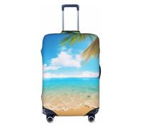 KCGSDEGV Tropical Beach Palm Theme Prints Elastic Luggage Cover with Invisible Zippers - Universal Suitcase Protector for Travel, Business Trips, XL(29-32inch Suitcase)