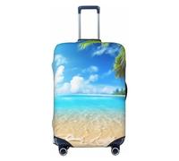 KCGSDEGV Tropical Beach Plant Theme Prints Elastic Luggage Cover with Invisible Zippers - Universal Suitcase Protector for Travel, Business Trips, S(18-21inch Suitcase)