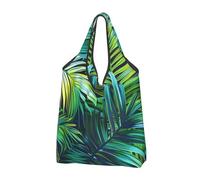 KCGSDEGV Tropical Palm Leaves Print Reusable Shopping Tote Bag Foldable Grocery Bags for Shopper Travel Beach Work,2 Pack