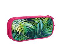 KCGSDEGV Tropical Palm Leaves Printed Pen Pencil Cases for School Girls Boys, Large Capacity Cute Pencil Bag Holder Stationery Organizer Box,Pink