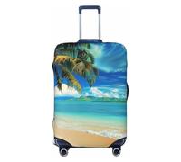KCGSDEGV Tropical Palm Tree Hawaii Beach Prints Elastic Luggage Cover with Invisible Zippers - Universal Suitcase Protector for Travel, Business Trips, M(22-24inch Suitcase)