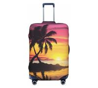 KCGSDEGV Tropical Palm Tree Prints Elastic Luggage Cover with Invisible Zippers - Universal Suitcase Protector for Travel, Business Trips, S(18-21inch Suitcase)