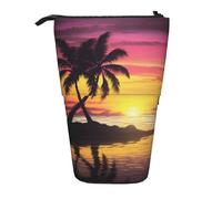 KCGSDEGV Tropical Palm Tree Prints Standing Expandable Pencil Case Organiser for School Pens, Makeup & Travel for Students & Artists