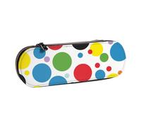 KCGSDEGV Twister Polka Dots Printed Pen Pencil Cases for School Girls Boys, Cute Leather Zipper Pencil Bag Holder Stationery Organizer Box