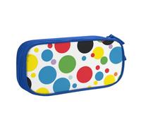 KCGSDEGV Twister Polka Dots Printed Pen Pencil Cases for School Girls Boys, Large Capacity Cute Pencil Bag Holder Stationery Organizer Box,Blue