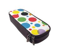KCGSDEGV Twister Polka Dots Printed Pen Pencil Cases for Students Girls Boys, Cute Leather Pencil Bag Pouch Holder Stationery Organizer for School Work Travel
