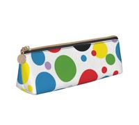 KCGSDEGV Twister Polka Dots Printed Triangle Pencil Case Cute Leather Pencil Pouch Pen Bag Holder Stationery Organizer Box for School Girls Boys