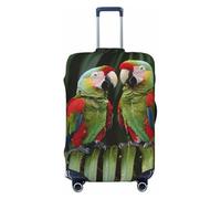 KCGSDEGV Two Parrots on Green Palm Tree Prints Elastic Luggage Cover with Invisible Zippers - Universal Suitcase Protector for Travel, Business Trips, XL(29-32inch Suitcase)