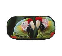 KCGSDEGV Two Parrots on Green Palm Tree Prints Pencil Case Stationery Organizer Pen Pouch Bag Makeup Bag for Travel School Work