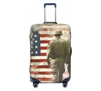 KCGSDEGV US Military Soldiers Patriotic Memorial Day Prints Elastic Luggage Cover with Invisible Zippers - Universal Suitcase Protector for Travel, Business Trips, L(25-28inch Suitcase)
