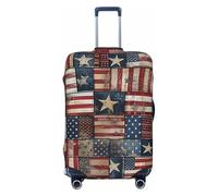 KCGSDEGV USA Flag Patchwork Prints Elastic Luggage Cover with Invisible Zippers - Universal Suitcase Protector for Travel, Business Trips, M(22-24inch Suitcase)