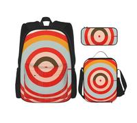 KCGSDEGV Vector Design Target Printed Prints School Bag 3Pcs Bookbag Sets with Lunch Bag Pencil Case, Cute Student Backpack Set for Teen Girls Boys