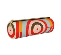 KCGSDEGV Vector Design Target Printed Round Pencil Case Cute Leather Pencil Pouch Pen Bag Holder Stationery Organizer Box for School Girls Boys