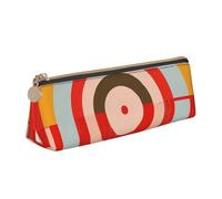 KCGSDEGV Vector Design Target Printed Triangle Pencil Case Cute Leather Pencil Pouch Pen Bag Holder Stationery Organizer Box for School Girls Boys