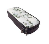 KCGSDEGV White Natural Greenery Twig Printed Pen Pencil Cases for Students Girls Boys, Cute Leather Pencil Bag Pouch Holder Stationery Organizer for School Work Travel