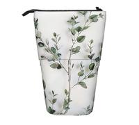 KCGSDEGV White Natural Greenery Twig Prints Standing Expandable Pencil Case Organiser for School Pens, Makeup & Travel for Students & Artists