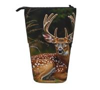 KCGSDEGV Whitetail Deer Fawn in Wilderness Stag Prints Standing Expandable Pencil Case Organiser for School Pens, Makeup & Travel for Students & Artists