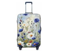 KCGSDEGV Wild Flowers and Cornflowers Daisies Art Prints Elastic Luggage Cover with Invisible Zippers - Universal Suitcase Protector for Travel, Business Trips, M(22-24inch Suitcase)