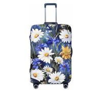 KCGSDEGV Wild Flowers and Cornflowers Daisies Prints Elastic Luggage Cover with Invisible Zippers - Universal Suitcase Protector for Travel, Business Trips, M(22-24inch Suitcase)