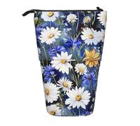 KCGSDEGV Wild Flowers and Cornflowers Daisies Prints Standing Expandable Pencil Case Organiser for School Pens, Makeup & Travel for Students & Artists