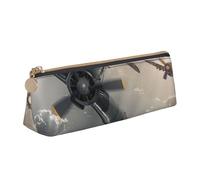 KCGSDEGV World War 2 Aircraft Airplane Printed Triangle Pencil Case Cute Leather Pencil Pouch Pen Bag Holder Stationery Organizer Box for School Girls Boys