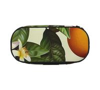 KCGSDEGV Yellow Blossom and Orange Fruits Prints Pencil Case Stationery Organizer Pen Pouch Bag Makeup Bag for Travel School Work