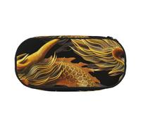 KCGSDEGV Yellow Dragon Black Background Prints Pencil Case Stationery Organizer Pen Pouch Bag Makeup Bag for Travel School Work