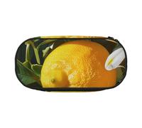 KCGSDEGV Yellow Lemon Flower Prints Pencil Case Stationery Organizer Pen Pouch Bag Makeup Bag for Travel School Work