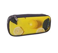 KCGSDEGV Yellow Lemon Print Printed Pen Pencil Cases for Students Girls Boys, Cute Leather Pencil Bag Pouch Holder Stationery Organizer for Kids Men Women