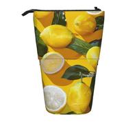 KCGSDEGV Yellow Lemons Prints Standing Expandable Pencil Case Organiser for School Pens, Makeup & Travel for Students & Artists