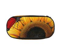 KCGSDEGV Yellow Sunflowers with Red Butterfly Prints Pencil Case Stationery Organizer Pen Pouch Bag Makeup Bag for Travel School Work