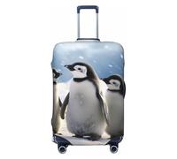 KCGSDEGV Young Penguins with Snow Prints Elastic Luggage Cover with Invisible Zippers - Universal Suitcase Protector for Travel, Business Trips, L(25-28inch Suitcase)