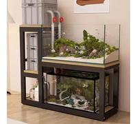 KCHENHS Aquarium Turtle Shelf, Metal Fish Tank Stand, Multi-tiered Design, Non-slip Pads, Sturdy Support(Black C,120cm/47.2in)