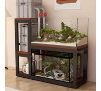 KCHENHS Aquarium Turtle Shelf, Metal Fish Tank Stand, Multi-tiered Design, Non-slip Pads, Sturdy Support(Black D,120cm/47.2in)