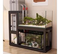 KCHENHS Aquarium Turtle Shelf, Metal Fish Tank Stand, Multi-tiered Design, Non-slip Pads, Sturdy Support(Black A,120cm/47.2in)