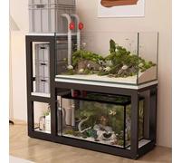 KCHENHS Aquarium Turtle Shelf, Metal Fish Tank Stand, Multi-tiered Design, Non-slip Pads, Sturdy Support(Black B,120cm/47.2in)
