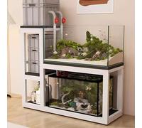 KCHENHS Aquarium Turtle Shelf, Metal Fish Tank Stand, Multi-tiered Design, Non-slip Pads, Sturdy Support(White A,120cm/47.2in)