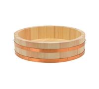 KCHFEVQ Traditional Sushi Rice Mixing Bowl with Wooden Spoon White Wooden Basin with Copper Hoop Smooth Surface Kitchenware for Seasoning Grains Suitable for, 52x13cm