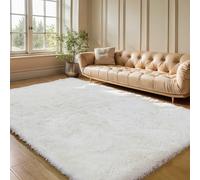 KCHOWUA Cream White Fluffy Shag Rug for Bedroom,4'x6' Machine Washable Soft Shaggy Fuzzy Small Area Rugs for Living Room,Cute Furry Plush Kids Rugs Nursery Dorm Boys Girls Bed Room Carpets,Ivory