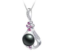 KCHSRKHXC 100% Natural Freshwater Pearls Pink Shiny Cubic Zirconia Pendant Necklace Fine Jewellery Gift for Women Made in China