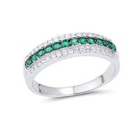 KCHSRKHXC 100% Ring For Women Round Rings Green Spinel White Cubic Zirconia Party Fine Jewelry