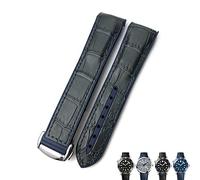 KCHSRKHXC 20mm 22mm Leather Cowhide Rubber Watchbands Fit For Omega Planet Ocean 600 GMT Orange Watch Strap
