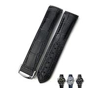 KCHSRKHXC 20mm 22mm Leather Cowhide Rubber Watchbands Fit For Omega Planet Ocean 600 GMT Orange Watch Strap