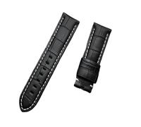 KCHSRKHXC 22mm 24mm 26mm Black Brown Blue Green Grey White Calf Bamboo Leather Watchband Compatible With Strap Watch Band Tang Buckle(Black 1 strap,22mm without buckle)