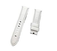 KCHSRKHXC 22mm 24mm 26mm Black Brown Blue Green Grey White Calf Bamboo Leather Watchband Compatible With Strap Watch Band Tang Buckle(White strap,22mm without buckle)