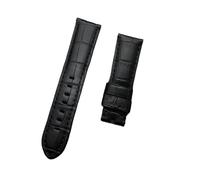 KCHSRKHXC 22mm 24mm 26mm Black Brown Blue Green Grey White Calf Bamboo Leather Watchband Compatible With Strap Watch Band Tang Buckle(Black 2 strap,24mm without buckle)