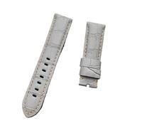 KCHSRKHXC 22mm 24mm 26mm Black Brown Blue Green Grey White Calf Bamboo Leather Watchband Compatible With Strap Watch Band Tang Buckle(Grey 2 strap,24mm without buckle)