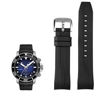 KCHSRKHXC 22mm Silicone Watch Bands for T120417 T120407 Quartz Dial Rubber Sport Men Watch Strap Watchband Waterproof (Color : Blue Black, Size : 22mm)